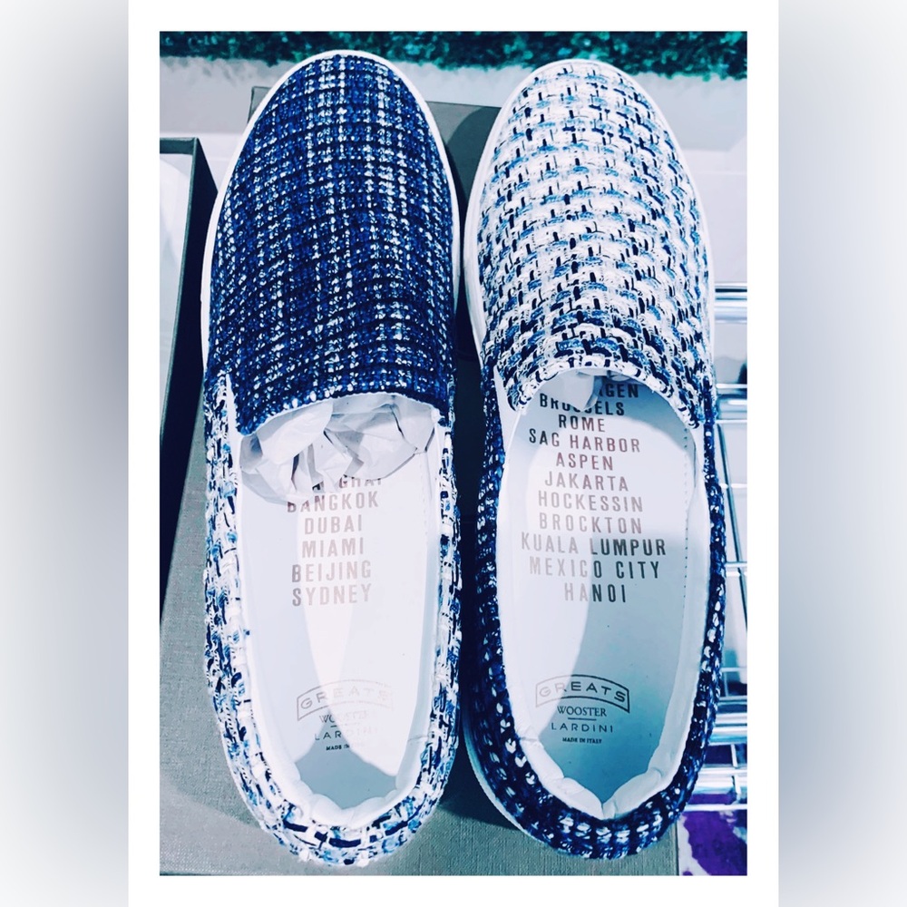 Greats Wooster x Lardini Collection Slip-On Limited Sneaker White/Blue, Size 13 - Picture 2 of 16